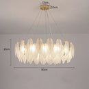 Ljojo Modern Luxury Gold Feather Glass Chandelier Pendant Light for Living Room Bedroom