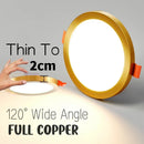 Ljojo LED Copper Ceiling Downlights: Ultra-Thin Round Panel Lamp for Kitchen, Bedroom, Stairway - 110V/220V