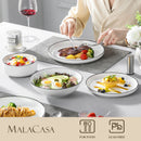 Ljojo 24/48-Piece Black Rim Porcelain Dinnerware Set for 6/12 - Plates/Bowls Service