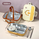 Ljojo 4/5 Grids Stainless Steel Divided Lunch Box Set with Cutlery