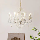 American Retro E14 Led Chandelier: French Style White Metal Candle Pendant Light by Ljojo