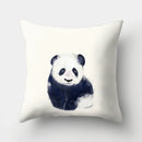 Ljojo Minimalist Spring Tree Landscape Pillow Cover - Bear Penguin Cartoon Animal Pillowcase