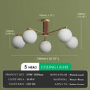 Ljojo Medieval Walnut Wood Glass Ball LED Pendant Lights Chandelier for Home Decoration