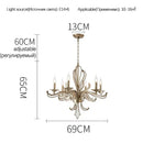 Crystal Chandelier Pendant Lighting for Bedroom Living Room - American Retro Candle Design LED Lamp