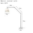 Fabric Lampshade Floor Lamp Silver Aluminium Parlor Bedroom Standing Lighting E27 Ljojo