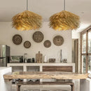 Hand Woven Rattan Pendant Lights | Wabi Sabi Straw Chandelier for Dining Room by Ljojo
