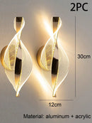 Ljojo Modern Acrylic Gold/Black LED Wall Sconce for Home Decor & Interior Lighting.