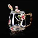 Enamel Glass Mug Set with Lid & Spoon by Ljojo: High-Temperature-Resistant Teaware