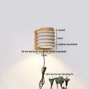 Ljojo LED Pull Chain Wall Light in Yellow Travertine Wood Finish