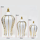 Ljojo™ Gold Plaid Ceramic General Jar with Lid - Home Decor Vase & Storage Jar
