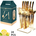 Ljojo 24-Piece Stainless Steel Hammer Pattern Cutlery Set