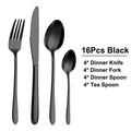 Ljojo 32-Piece Black Stainless Steel Cutlery Set, Elegant Dinnerware Kit