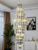 Ljojo Luxury Crystal Chandelier for Villa Living Room and Spiral Staircase