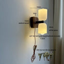 Ljojo LED Wall Light Fixture, Rotate Glass Wood Indoor Up Down Lamp