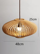 Japanese Retro Pendant Light Wooden Art Birdcage Hand-woven Chandeliers for Home Decor by Ljojo