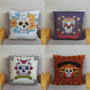 Colorful Day Of The Dead Skull Pattern Pillow Cover by Ljojo