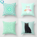 Ljojo Mint Green Geometric Animal Print Pillowcase for Home and Office Decor