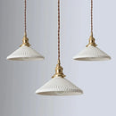 Nordic Japan LED Ceiling Chandelier Lamp Design White Ceramic Brass Pendant Light - Ljojo
