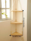 Ljojo™ Boho Hand-Woven Corner Storage Rack: Stylish Floating Shelf & Display Stand
