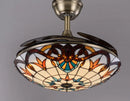 Ljojo Tiffany Invisible LED Ceiling Fan Lamp Modern Quiet Motor Pendant Fan with Remote
