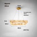 Alabaster Square Marble Chandelier Lighting Pendant by Ljojo Spanish Natural Marble Dining Room