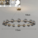 Nordic Ring Chandelier Smoky Gray Bubble Ball Lamp for Living Room by Ljojo