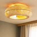 Bamboo Ceiling Fan with Lights Remote Control - 50cm Invisible Blades by Ljojo