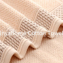 Ljojo 3-Piece Waffle Towel Set: 1 Bath, 2 Hand Towels - Cream