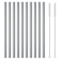 Ljojo 12Pcs Glass Straw Set: Reusable Straws 8'' Long with Cleaning Brush