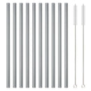 Ljojo 12Pcs Glass Straw Set: Reusable Straws 8'' Long with Cleaning Brush
