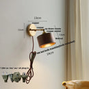 Ljojo LED Walnut Wood Wall Lamp Sconce, Modern Japanese Style, Pull Chain Switch