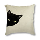 Black Cat & Butterfly Print Linen Cushion Cover by Ljojo - 45x45CM