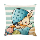 Easter Bunny Eggs Pillowcase 45x45cm Linen Pillow Covers, Ljojo Home Decor Brand