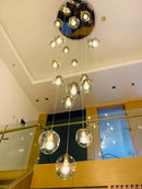 Glass Ball Long Chandelier for Modern Minimalist Loft Living - Ljojo Spiral Luxe Light