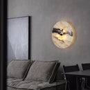 Ljojo 30cm Round Natural Stone LED Wall Light for Hotel Bedroom Decoration