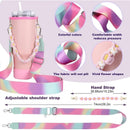 Ljojo 4Pcs Colorful Tumbler Cup Holder Set with Adjustable Strap & Handle