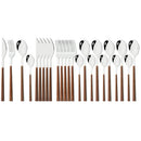 Ljojo 24Pcs Stainless Steel Flatware Set with Imitation Wooden Handle | Western Cutlery Tableware
