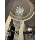 Ljojo Luxury Large Foyer Crystal Chandelier - Modern 12-Light Flush Mount Raindrop Fixture