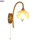 Ljojo LED Glass Wall Sconce with Pull Chain Switch for Modern Luxury Bedroom Lighting
