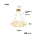 LED Alabaster Round Living Room Chandelier - Natural White Marble Hanging - Ljojo