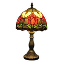 American Tiffany Style Tulip Table Lamp Stained Glass Living Room Night Light - Ljojo
