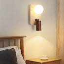 Ljojo Mid Century LED Wall Lamp Yellow Travertine Wood Light for Living Room