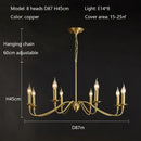 American Retro Gold Candle Chandeliers for Living Dining Room by Ljojo: Pendant Lighting Fixture