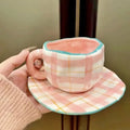 Ljojo 10oz Korean Style Ceramic Coffee Mug with Saucer Hand Painted Tea Cup Set