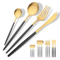 Ljojo 16-Piece Red Gold Matte Stainless Steel Cutlery Set