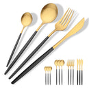Ljojo 16-Piece Red Gold Matte Stainless Steel Cutlery Set