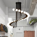 Ljojo Spiral Wrought Iron Chandelier Multi Head Pendant Light for Living Room & Staircase