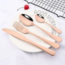 Ljojo 16-Piece Pink Gold Stainless Steel Cutlery Set - Dinnerware Flatware Tableware Kit