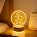 3D Coffee Night Light Decoration Desk Lamp LED Optical Illusion Christmas Home Gift Ljojo