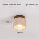 Cylindrical Travertine Ceiling Lamp Real Stone Downlight E27 Light Bulb by Ljojo